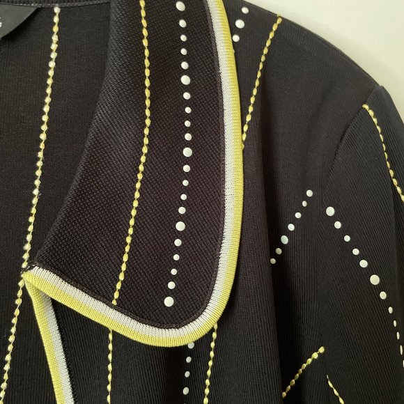 Ming Wang Jacket M Black Yellow White Embellished Blazer - Picture 2 of 6